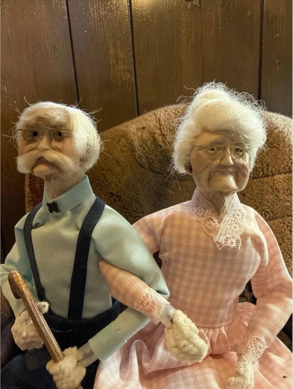 Rena's Vintage Dough Originals Handmade Dolls Grandma Grandpa From the Ozarks